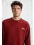 Ernest Erkek Yumuşacık Içi Polarlı Baskı Detaylı Organik Pamuk Oversize Bordo Sweatshirt 5