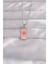316L Çelik Gümüş Renk Pembe Mineli Güneş Model Tarot Kolye 1