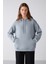 Adel Relaxed Fit Örme Kanguru Cepli Kapüşonlu Mavi Sweatshirt 2