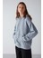 Adel Relaxed Fit Örme Kanguru Cepli Kapüşonlu Mavi Sweatshirt 3