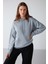 Adel Relaxed Fit Örme Kanguru Cepli Kapüşonlu Mavi Sweatshirt 5