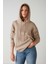 Adel Relaxed Fit Örme Kanguru Cepli Kapüşonlu Bej Sweatshirt 3