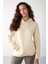 Adel Relaxed Fit Örme Kanguru Cepli Kapüşonlu Vanilya Sweatshirt 2