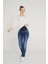 Slim Fit Likralı Hamile Jean Damlatmalı Koyu Mavi Pantolon 1012 1