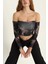 Desenli Uzun Kollu Straplez Crop Bluz 3