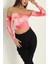 Desenli Uzun Kollu Straplez Crop Bluz 2