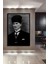 Dekoratif Dikey Siyah Beyaz Atatürk Duvar Tablo Ahşap Dikdörtgen Tablo 2