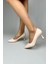 Kadın Sity Krem Cilt 6 cm Ince Topuklu Stiletto 4