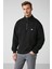 Radıant Erkek %100 Organik Pamuk Nakış Detaylı Yarım Fermuarlı Dik Yakalı Siyah Sweatshirt 4