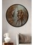 Dekoratif Şapkalı Adam ve Şemsiyeli Kadın Modern Sanat Duvar Tablo Ahşap Yuvarlak Tablo 1