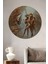 Dekoratif Şapkalı Adam ve Şemsiyeli Kadın Modern Sanat Duvar Tablo Ahşap Yuvarlak Tablo 2