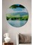 Dekoratif Göl ve Orman Manzara Ahşap Tablo Şık Yuvarlak Duvar Dekorasyon Tablosu 1
