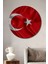 Dekoratif Ahşap Tablo Türk Bayrağı Al Bayrak Şık Yuvarlak Duvar Dekorasyon Tablosu 1