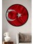 Dekoratif Ahşap Tablo Türk Bayrağı Al Bayrak Şık Yuvarlak Duvar Dekorasyon Tablosu 2