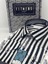 Klasik Uzun Kol Çizgili Yaka Düğmeli Cepsiz Erkek Gömlek T.1269 Siyah Beyaz 3