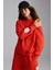 Sahıan Kadın Organik Pamuk 3 Iplik Içi Şardonlu Kol Etiket Detaylı Regular Kırmızı Sweatshirt 1