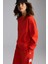 Sahıan Kadın Organik Pamuk 3 Iplik Içi Şardonlu Kol Etiket Detaylı Regular Kırmızı Sweatshirt 4