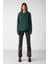 VANELTINA Kadın Bisiklet Yaka İçi Polarlı Oversize Fit Basic Koyu Yeşil Sweatshirt 2