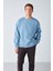 Stephan Erkek Yumuşacık Kumaşlı Oversize Fit Yuvarlak Yakalı Mavi Sweatshirt 3