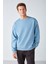 Stephan Erkek Yumuşacık Kumaşlı Oversize Fit Yuvarlak Yakalı Mavi Sweatshirt 4