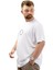 Büyük Beden Erkek Baskılı Tişört Bisiklet Yaka Pamuklu New York U24081 Beyaz 2