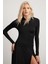 Layana Kadın Slim Fit Ince Kumas Kapüşonlu Uzun Kollu Siyah Body 2