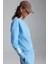 Sahıan Kadın Organik Pamuk 3 Iplik Içi Şardonlu Kol Etiket Detaylı Regular Mavi Sweatshirt 4