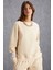 Sahıan Kadın Organik Pamuk 3 Iplik Içi Şardonlu Kol Etiket Detaylı Regular Krem Sweatshirt 1
