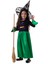 Kız Çocuk Yeşil Siyah Cadı Elbise Halloween Witch Costume Party 3