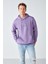 Epıc Erkek Yumusaçık Kumaşlı Kapüşonlu Kordonlu Regular Fit Nakışlı Mor Sweatshirt 3