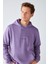 Epıc Erkek Yumusaçık Kumaşlı Kapüşonlu Kordonlu Regular Fit Nakışlı Mor Sweatshirt 5