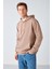 Epıc Erkek Yumusaçık Kumaşlı Kapüşonlu Kordonlu Regular Fit Nakışlı Vizon Sweatshirt 5