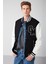 Advanced Erkek Bomber Üç Boyutlu Aplikeli Çıt Çıtlı Bomber Siyah Sweatshirt 2