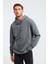 Epıc Erkek Yumusaçık Kumaşlı Kapüşonlu Kordonlu Regular Fit Nakışlı Açık Gri Sweatshirt 1