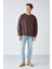 Stephan Erkek Yumuşacık Kumaşlı Oversize Fit Yuvarlak Yakalı Kahverengi Sweatshirt 2