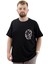 Büyük Beden Erkek Tişört Baskılı Bisiklet Yaka Pamuklu Change U24084 Siyah 1