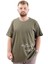 Battal Beden Erkek Pamuklu T-Shirt Yumuşak Dokulu Baskılı Belıef U24085 Haki 1
