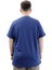 Erkek Büyük Beden T-Shirt Pamuklu Baskılı Bisiklet Yaka Tişört Number U24051 Indigo 4