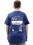 Büyük Beden Erkek Tişört Baskılı Pamuklu Bisiklet Yaka T-Shirt Nyc U24068 Indigo 2