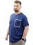 Erkek Büyük Beden T-Shirt Pamuklu Baskılı Bisiklet Yaka Tişört Number U24051 Indigo 2