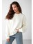 Susana Kadın Bisiklet Yaka Içi Polarlı Oversize Fit Basic Vanilya Sweatshirt 4