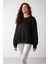 Susana Kadın Bisiklet Yaka Içi Polarlı Oversize Fit Basic Siyah Sweatshirt 3