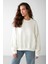 Susana Kadın Bisiklet Yaka Içi Polarlı Oversize Fit Basic Vanilya Sweatshirt 1