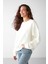 Susana Kadın Bisiklet Yaka Içi Polarlı Oversize Fit Basic Vanilya Sweatshirt 2