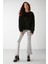 Susana Kadın Bisiklet Yaka Içi Polarlı Oversize Fit Basic Siyah Sweatshirt 4