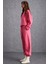 Nordıa Kadın Organik Pamuk 3 Iplik Örme Oversize Pembe Sweatshirt 2