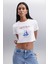 Robyn 100% Pamuk Kadın Crop Beyaz T-Shirt 3