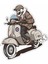Vespalı Motorcu Kurukafa Araba Oto Motosiklet Sticker 00467 1