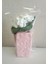 Vazo Dahil,Vazoda Çiçek,Beyaz Yapay Çiçek,Vazo Dekoratif Çiçekli Pembe 7x7x17cm 5