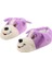 Unisex Sevimli Köpek Figürlü Kaymaz ve Ses Yapmaz Taban Ev Panduf Lila 3